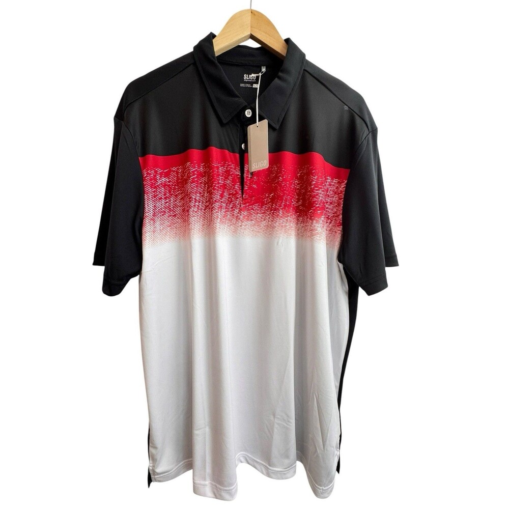 Sligo Golf Short Sleeve Polo Shirt Men's  XL Black/Red/White Sports wear active